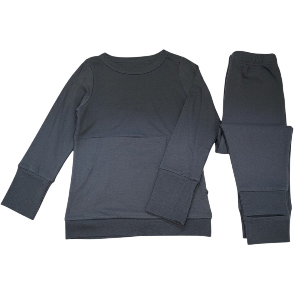 Goumi Kids Organic Cotton Bamboo Lounge Set 4T Slate Blue Thumbhole Cuffs NWT